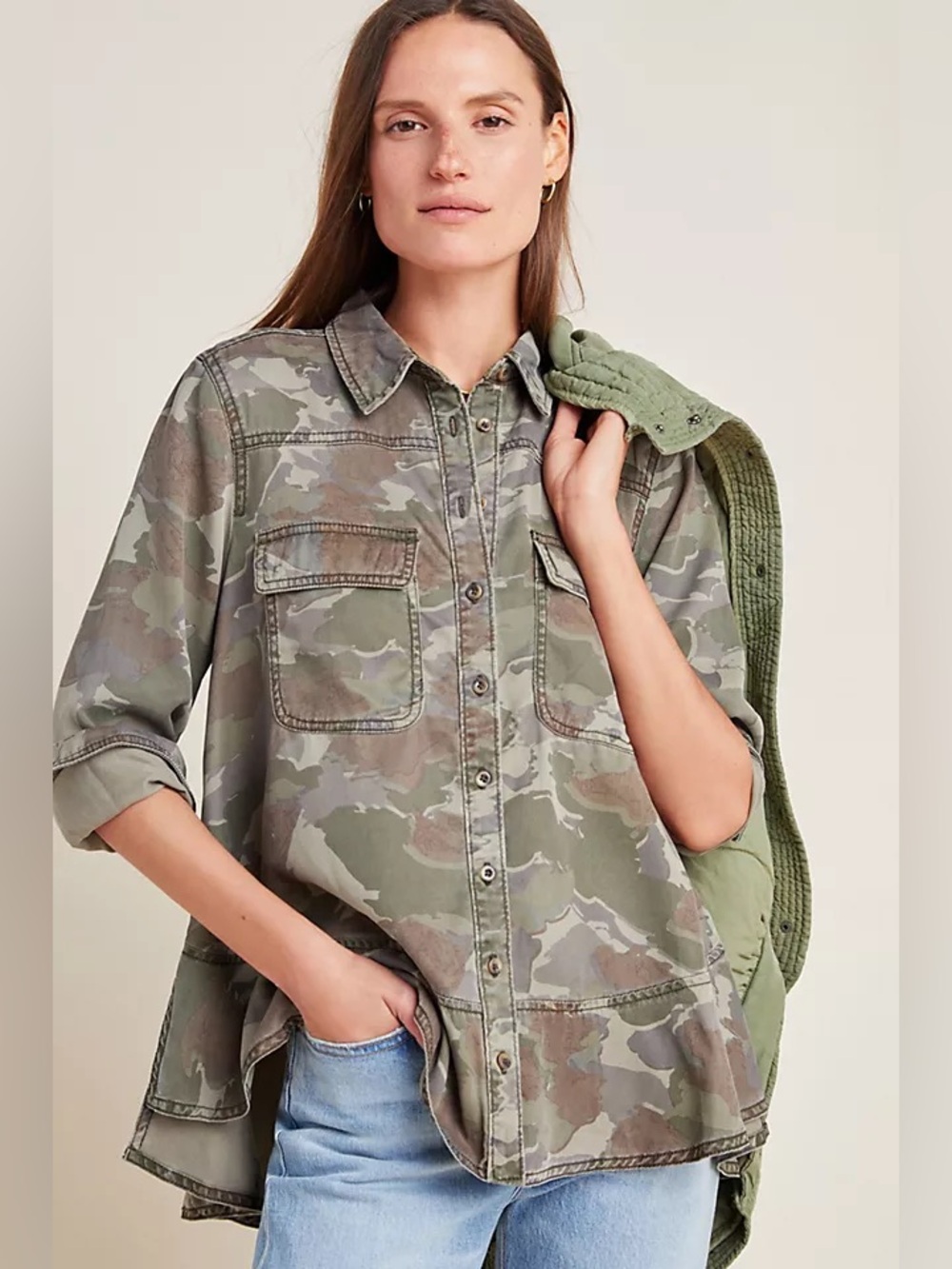 Anthropologie Montana Camo Button Down Utility Jacket